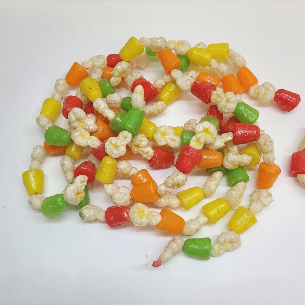 Vtg Plastic Glittered Popcorn and Gumdrop Christmas Garland (2) 8.5ft Strands